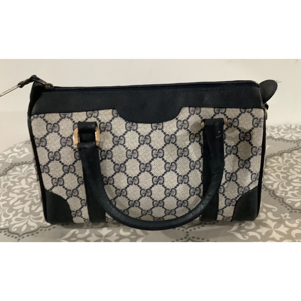 Gucci GG PVC Leather Navy  Mini Boston Bag  Authenticity